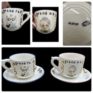 VTG ~  Sonsco JAPAN 1950s Grandma, Grandpa DOUBLE-SIDED Cup &Saucer Numbered